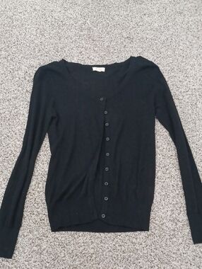Debut Black Women's Lightweight Button-Front Sweater Cardigan Size Small